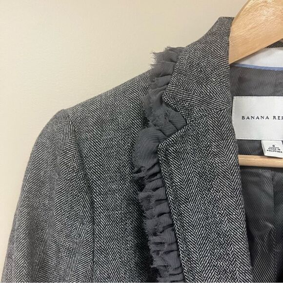 Banana Republic wool blend herringbone blazer sz8 - Picture 2 of 7
